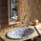 Polozápustné umyvadlo z ručně malované šamotové hlíny Made in Italy - Principe Viadurini