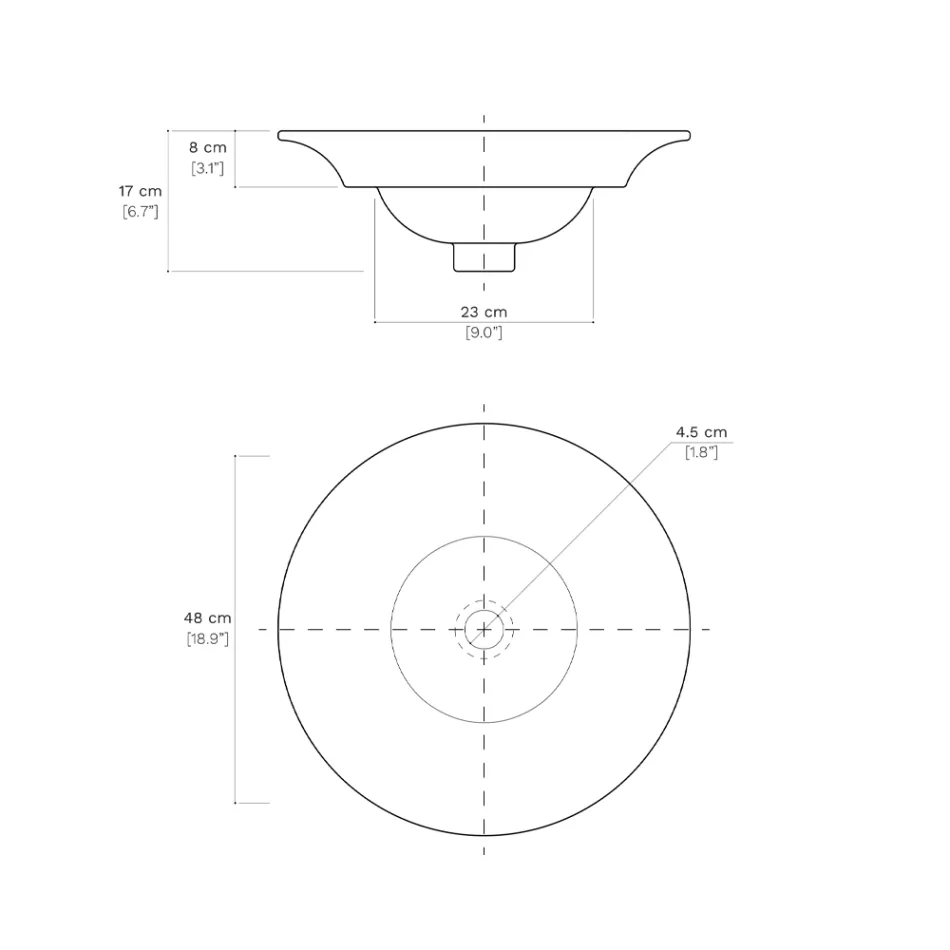 Polozápustné umyvadlo z francouzského porcelánu nejvyšší kvality - Pausa Viadurini