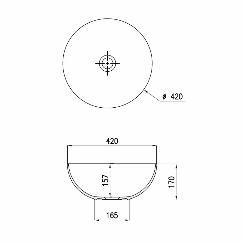 Kulové keramické umyvadlo na desku Ø40cm Vyrobeno v Itálii Leivi Viadurini