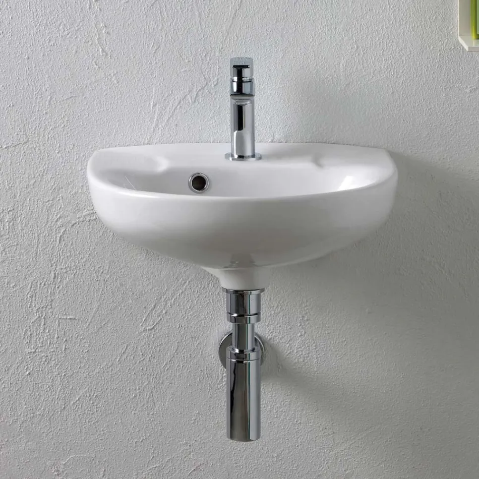 Závěsné bílé keramické umyvadlo s elegantním moderním designem - Silica Viadurini