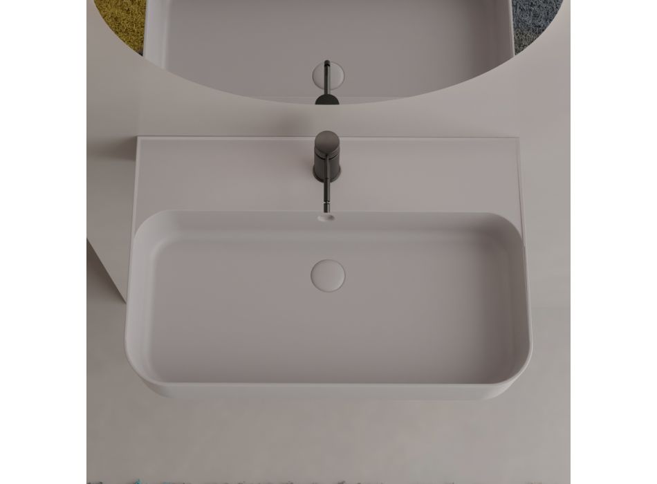 Závěsné keramické umyvadlo s volitelným držákem na ručník Made in Italy - Graffa Viadurini