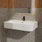 Závěsné keramické umyvadlo s volitelným držákem na ručník Made in Italy - Graffa Viadurini