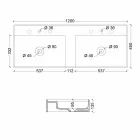 Umyvadlo v moderním designu keramických Sun 120x45 cm Made in Italy Viadurini