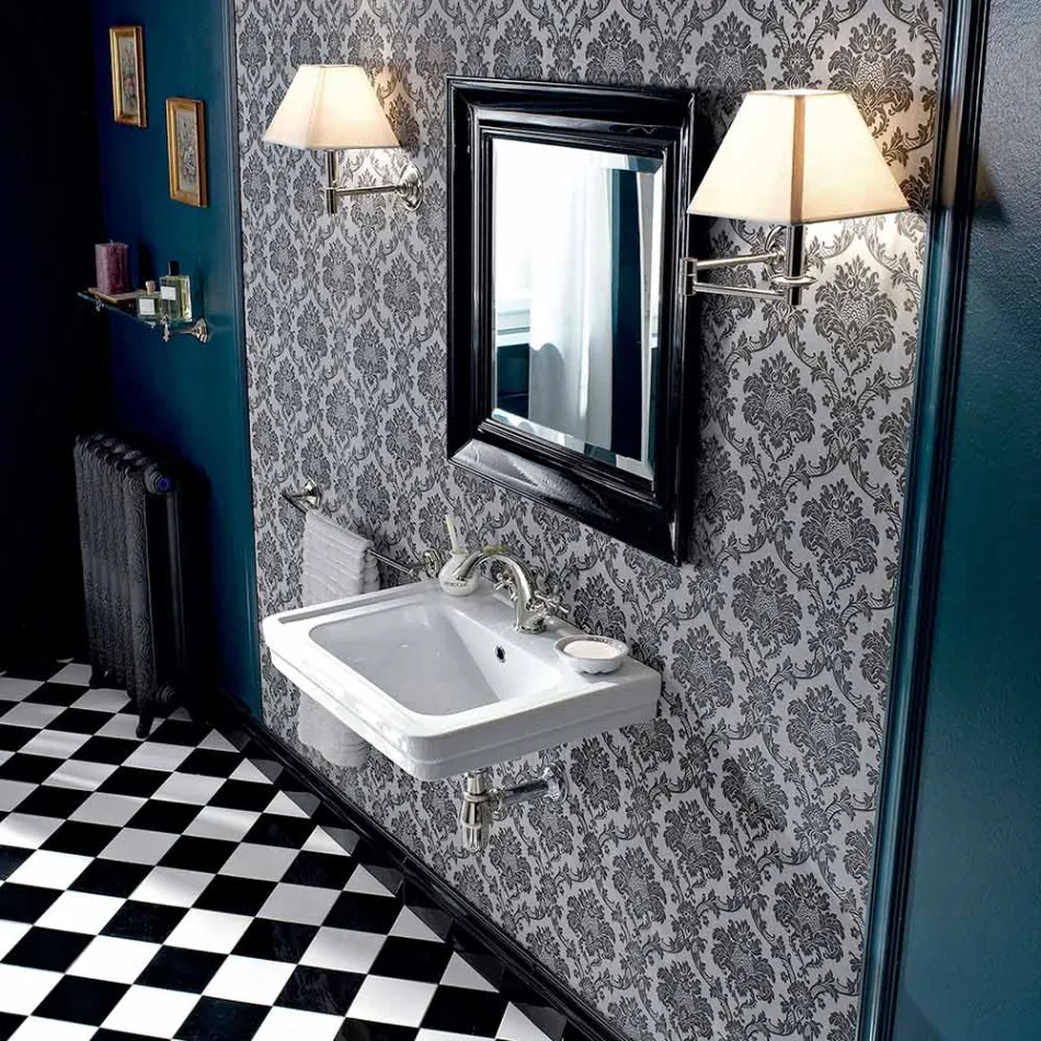 Vintage styl nástěnné umyvadlo v bílé keramice vyrobené v Itálii - Marwa Viadurini