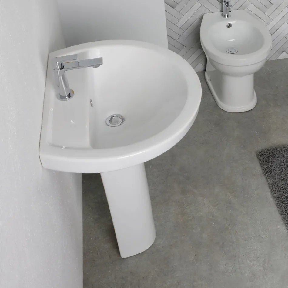 Bílý keramický podstavcový dřez s elegantním moderním designem - Silica Viadurini