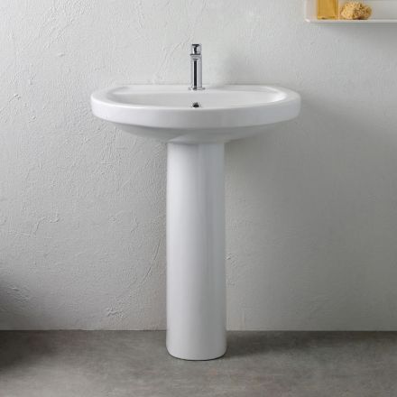 Bílý keramický podstavcový dřez s elegantním moderním designem - Silica Viadurini