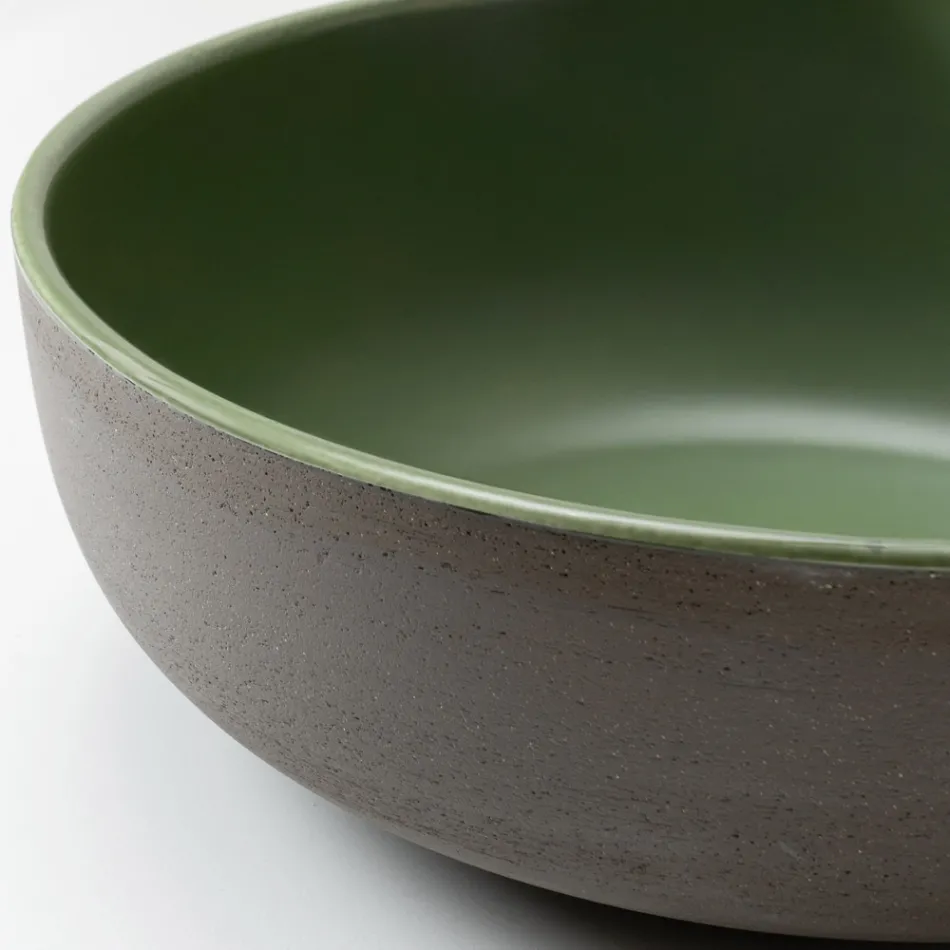 Umyvadlo na desku v tmavém Raku, vyrobené v Itálii - odkapávací Viadurini