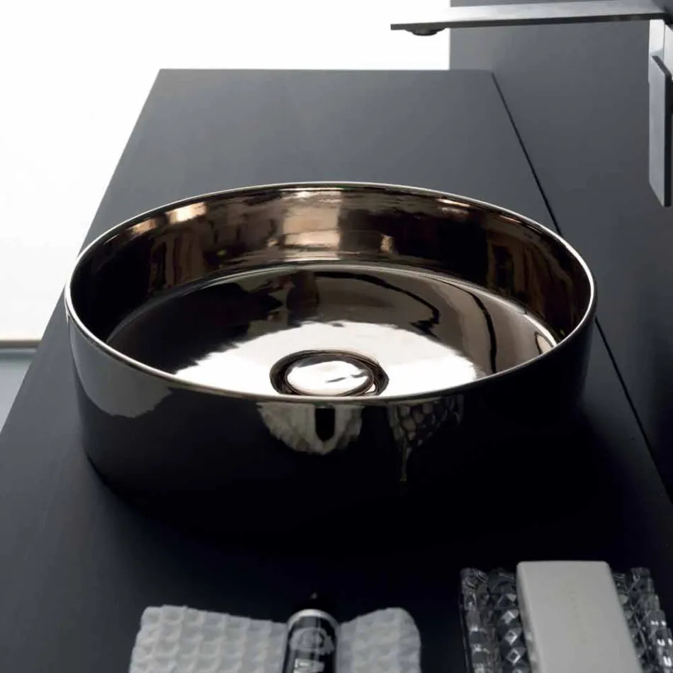 Kulaté umyvadlo barevné keramické ložiska ikonu Alice Keramika Viadurini