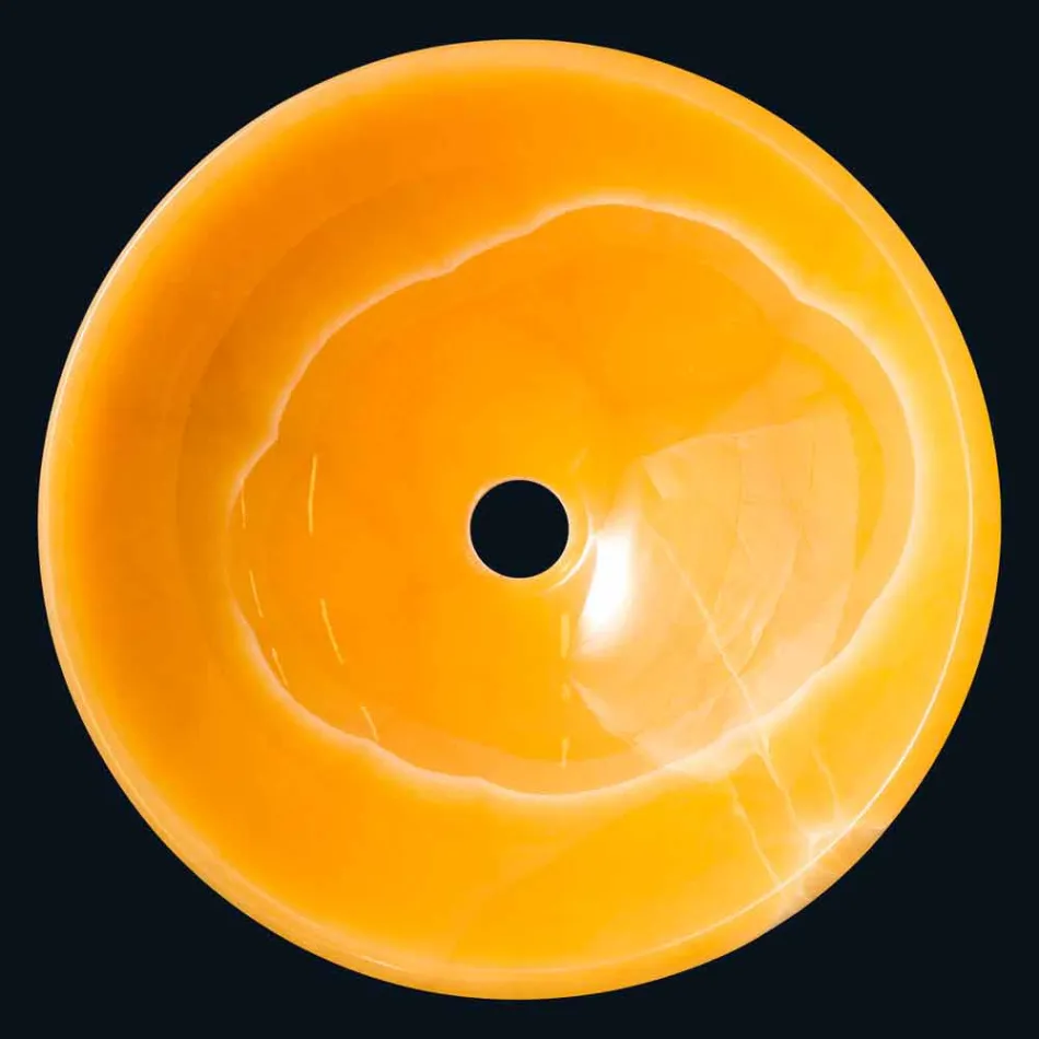 Kulaté umyvadlo v oranžové onyxové Aris Viadurini