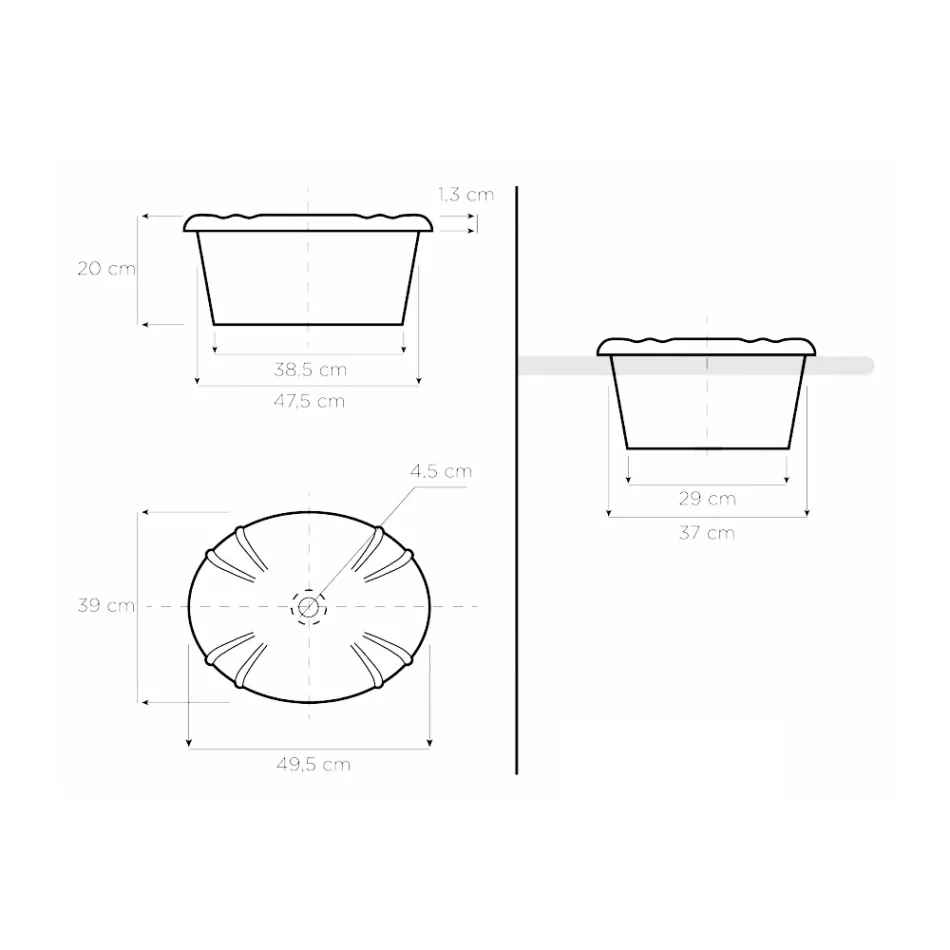 Vintage ručně lité porcelánové umyvadlo s květinami Made in Italy - Barbera Viadurini