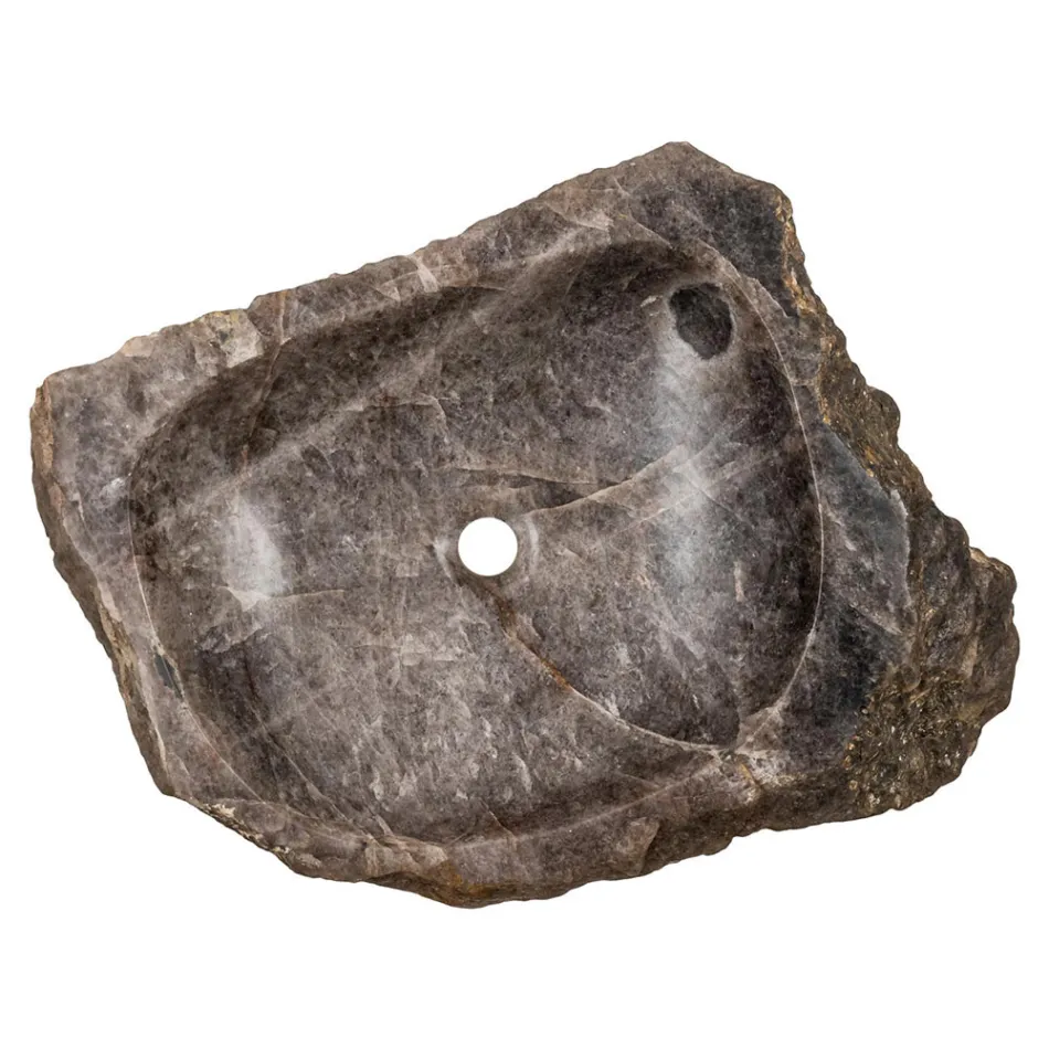 Ručně vyrobený umyvadlo na desku z kouřového křemenného kamene, Vigasio Viadurini