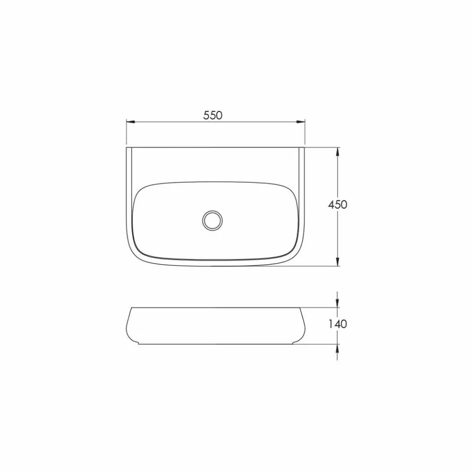 Samostatný nebo nástěnný keramický dřez L 55 cm vyrobený v Itálii, Gais Viadurini