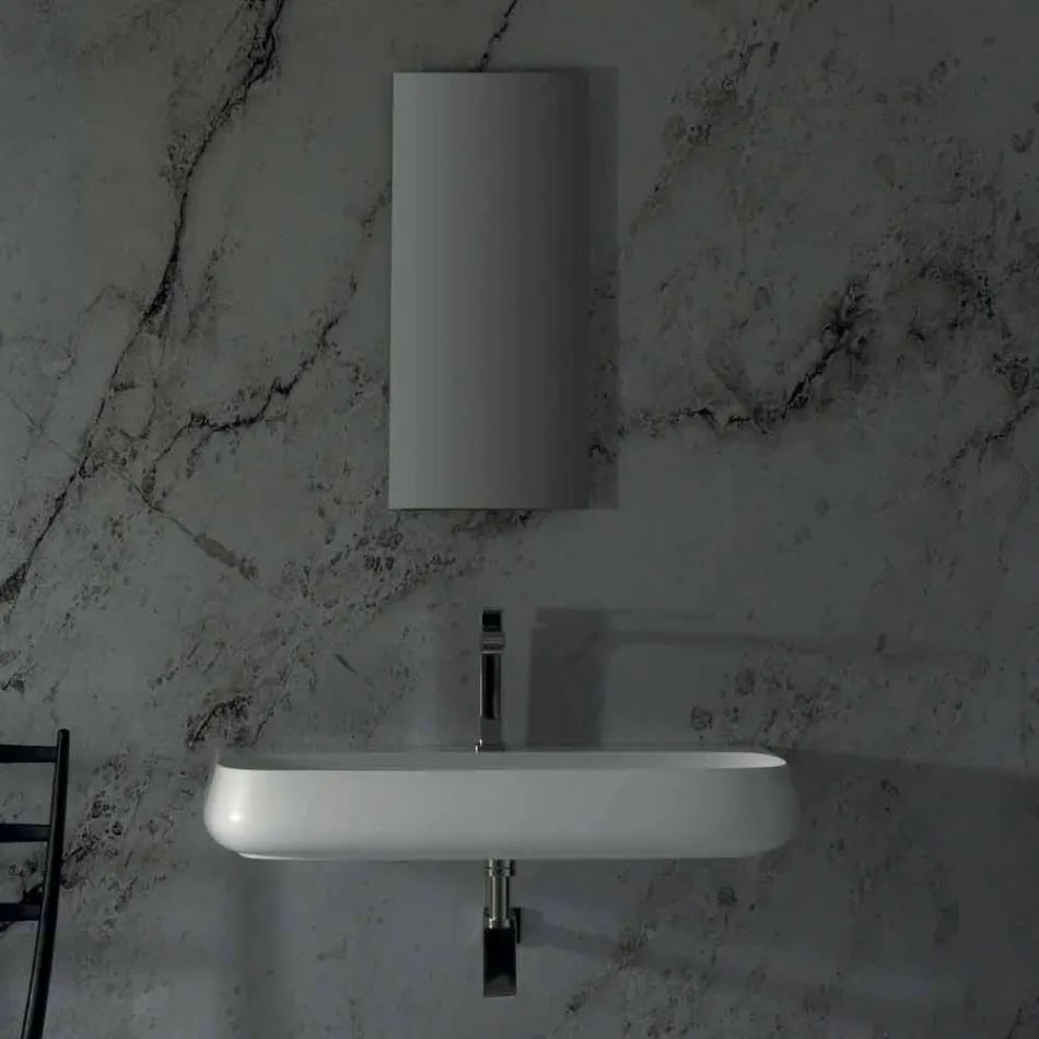 Samostatný nebo zavěšený keramický dřez L 90 cm vyrobený v Itálii, Gais Viadurini