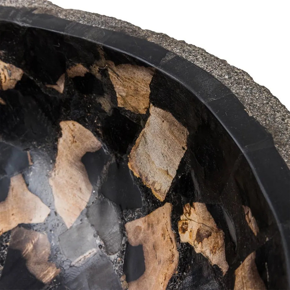 Umyvadlo na desku ručně vyrobené z říčního kamene, Palizzi Viadurini