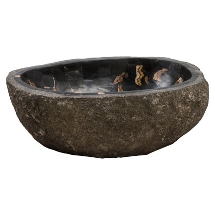 Umyvadlo na desku ručně vyrobené z říčního kamene, Palizzi Viadurini