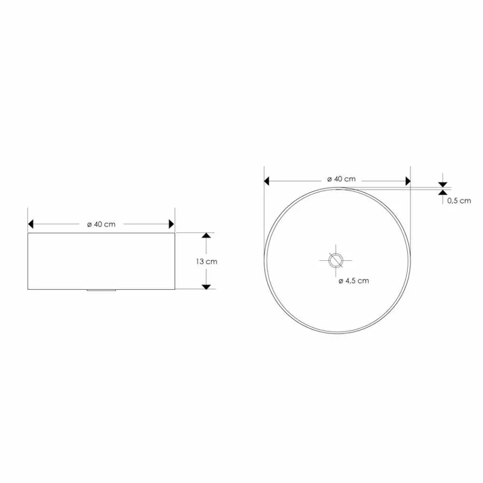Designový deskový bílý pryskyřičný dřez s centrálním odtokem - Moris Viadurini