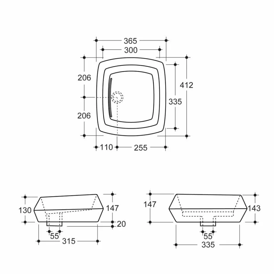 Designové umyvadlo v bronzové keramice vyrobené v Itálii Simon Viadurini