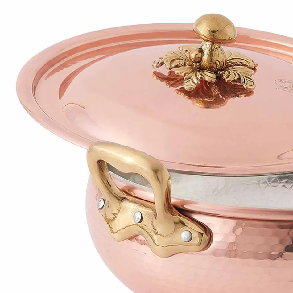 Zeleninový hrnec s ručně vyráběným pocínovaným měděným víkem vyrobené v Itálii 20 cm - Mariacarla Viadurini