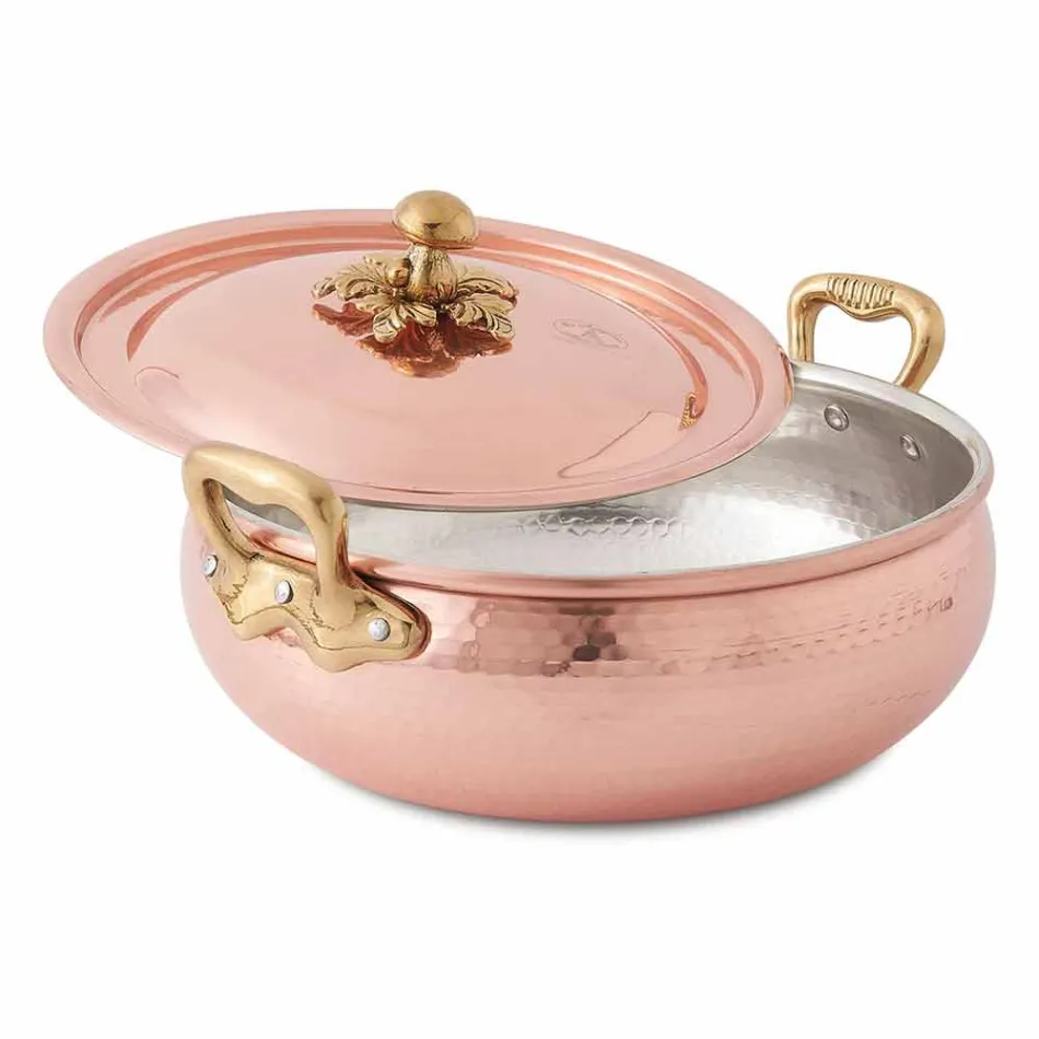 Zeleninový hrnec s ručně vyráběným pocínovaným měděným víkem vyrobené v Itálii 20 cm - Mariacarla Viadurini