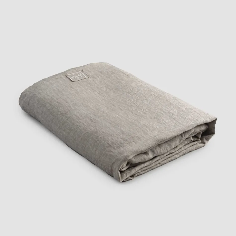 Dvojité vypasované povlečení v černém lnu, másle nebo staré křídě - Fiumano Viadurini