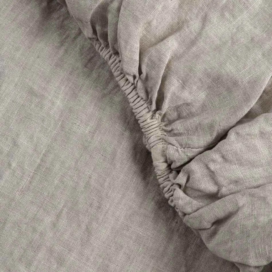 Dvojité vypasované povlečení v černém lnu, másle nebo staré křídě - Fiumano Viadurini