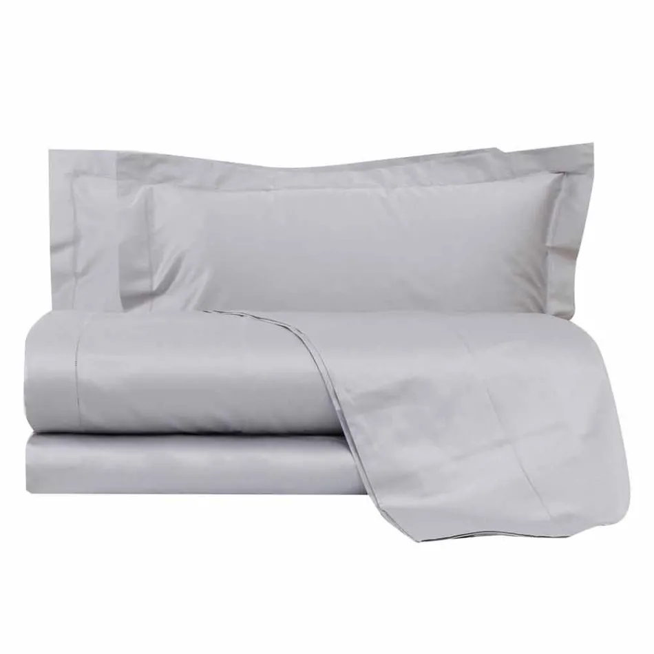 Jednobarevné listy kompletní v bavlněné saténové pro dvoulůžko - ibišek Viadurini