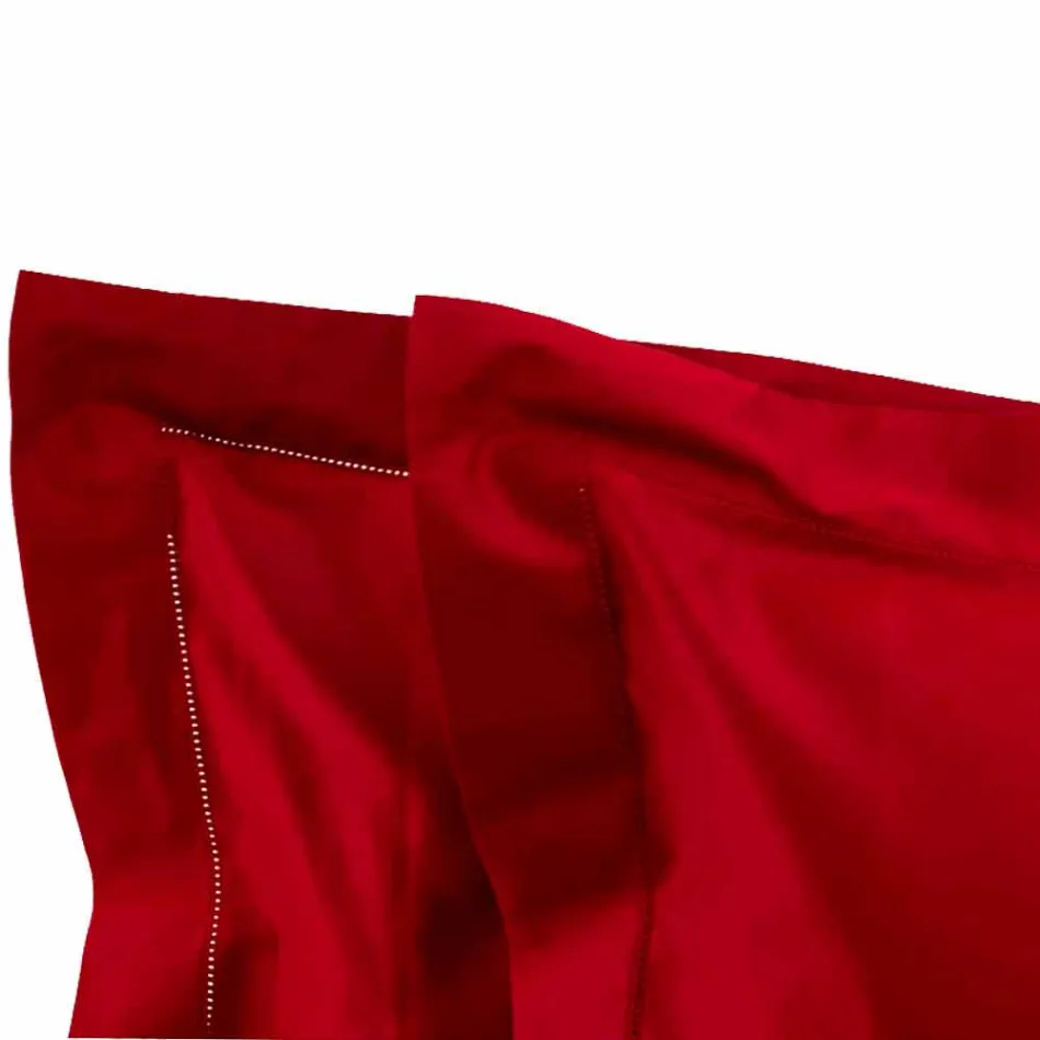 Jednobarevné listy kompletní v bavlněné saténové pro dvoulůžko - ibišek Viadurini