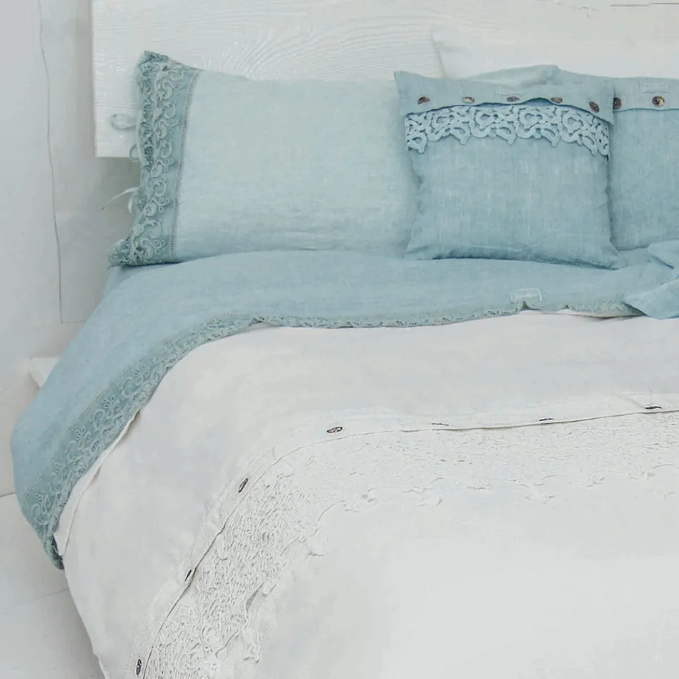 Vysoce kvalitní bílé prostěradlo s krajkou na manželskou postel - Fiumana Viadurini