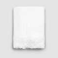 Ploché prostěradlo z bílého lnu s krajkou pro manželskou postel vysoké kvality - Fiumana