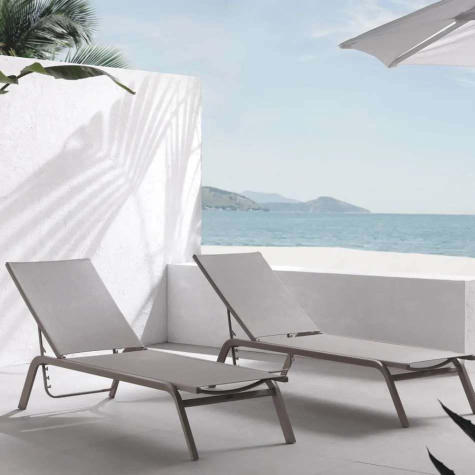 Zahradní lehátka z lakovaného hliníku a textilu, 2 kusy - Bunny Viadurini