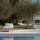 Venkovní lehátko s rámem z teakového dřeva Made in Italy - Briga Viadurini