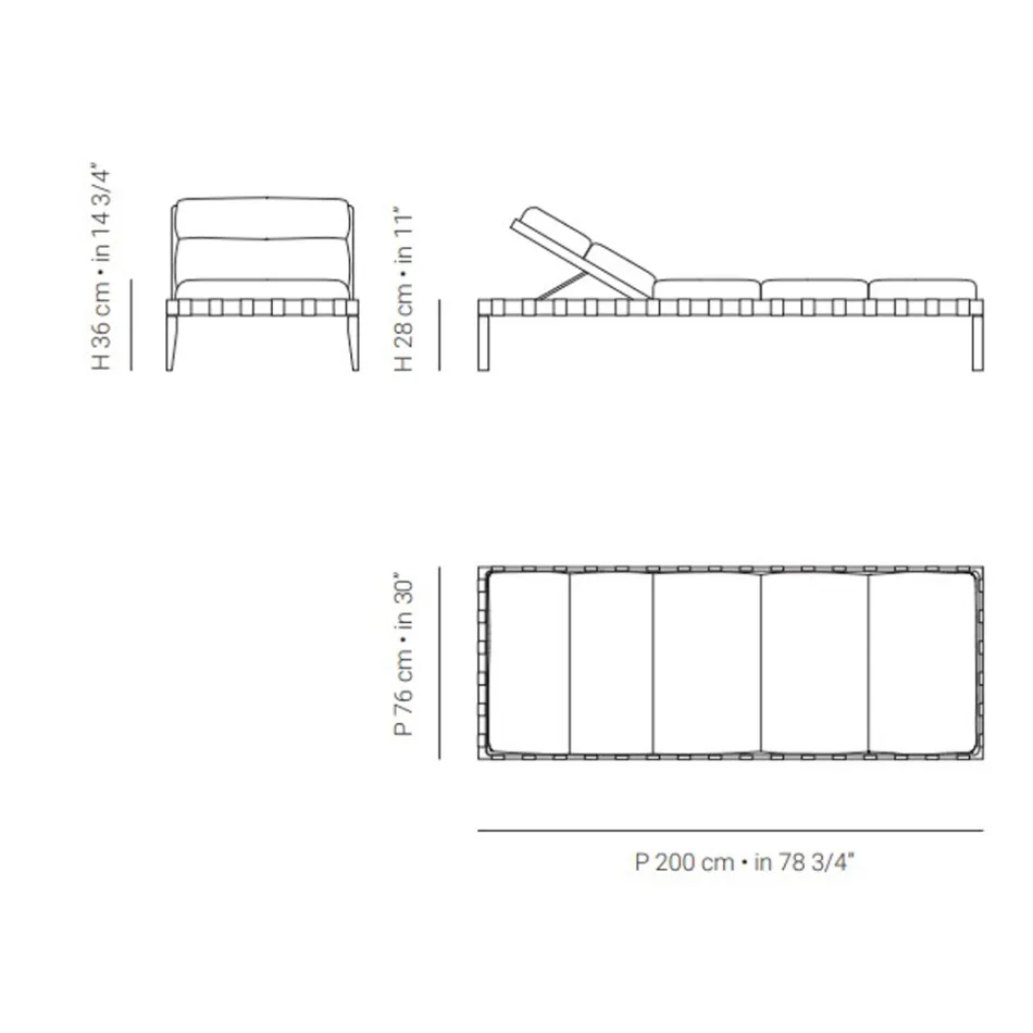 Venkovní lehátko s rámem z teakového dřeva Made in Italy - Briga Viadurini