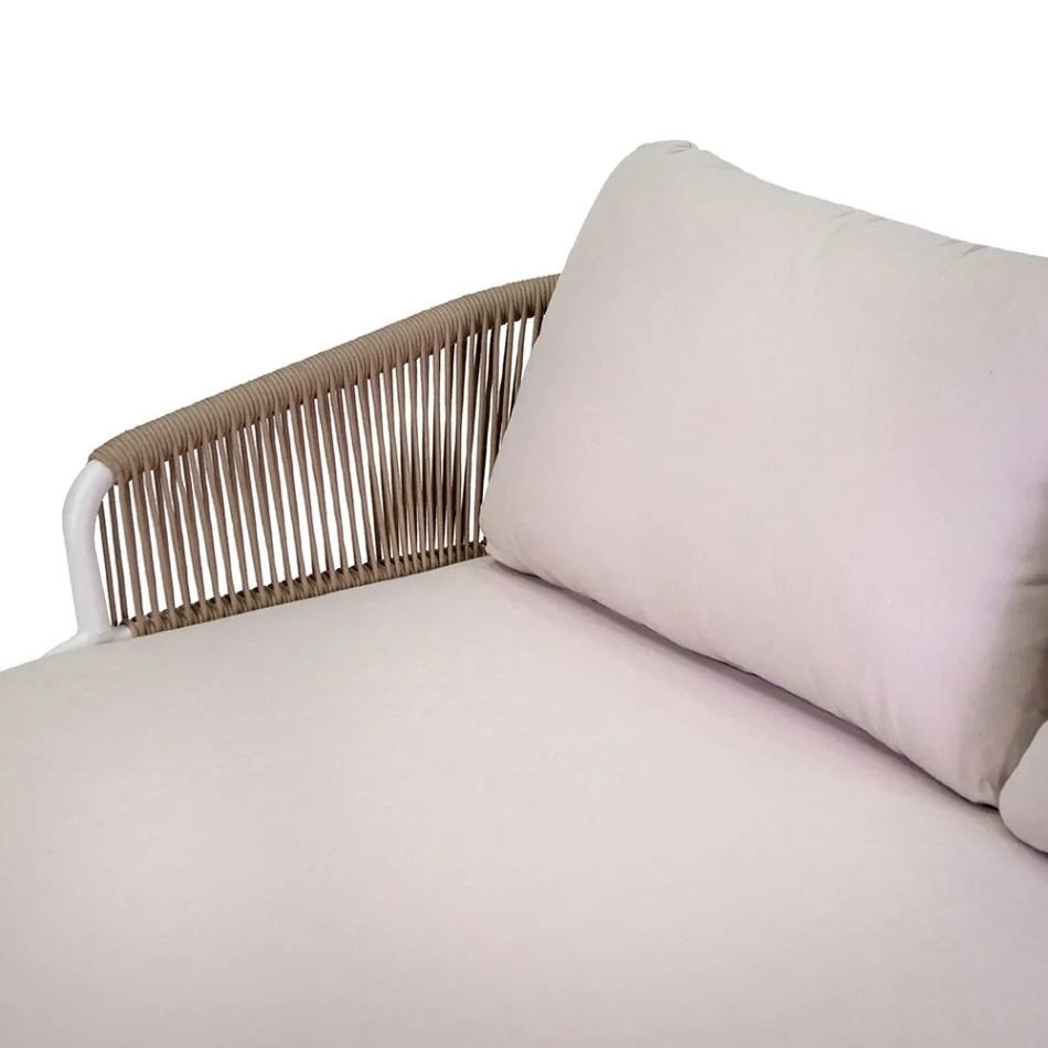 Venkovní lehátko s teakovým rámem, lany a polštáři - stan Viadurini