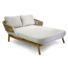 Venkovní lehátko s teakovým rámem, lany a polštáři - stan Viadurini