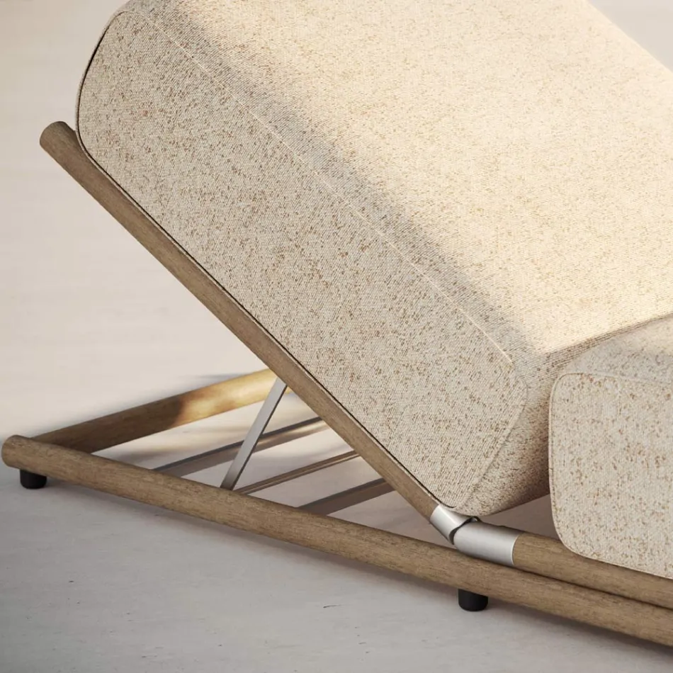 Venkovní lehátko z látky a dřevěné konstrukce Made in Italy - Armelia Viadurini