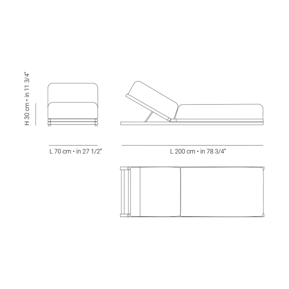 Venkovní lehátko z látky a dřevěné konstrukce Made in Italy - Armelia Viadurini