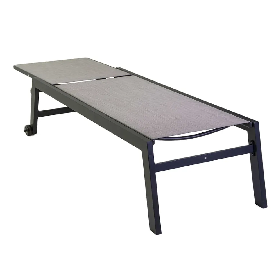 Venkovní lehátko z hliníku a textilenu se 2 kolečky - kostým Viadurini