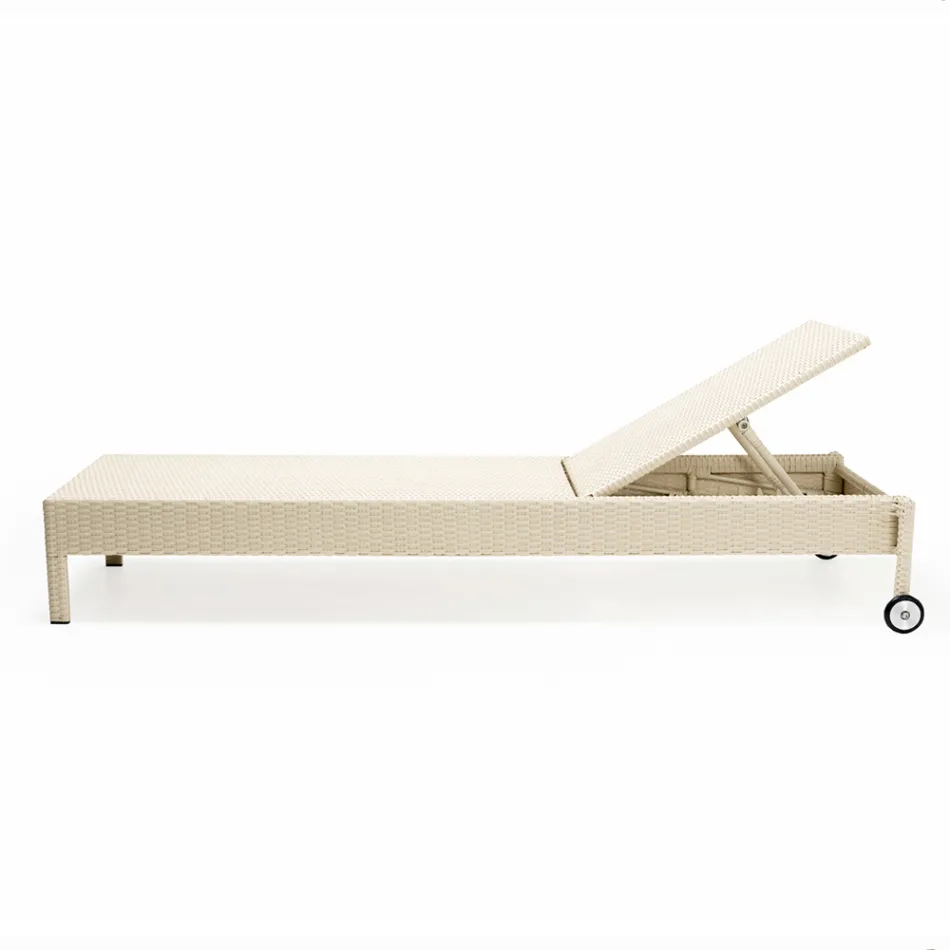 Polyratanové zahradní lehátko s kolečky - opalujte se Viadurini