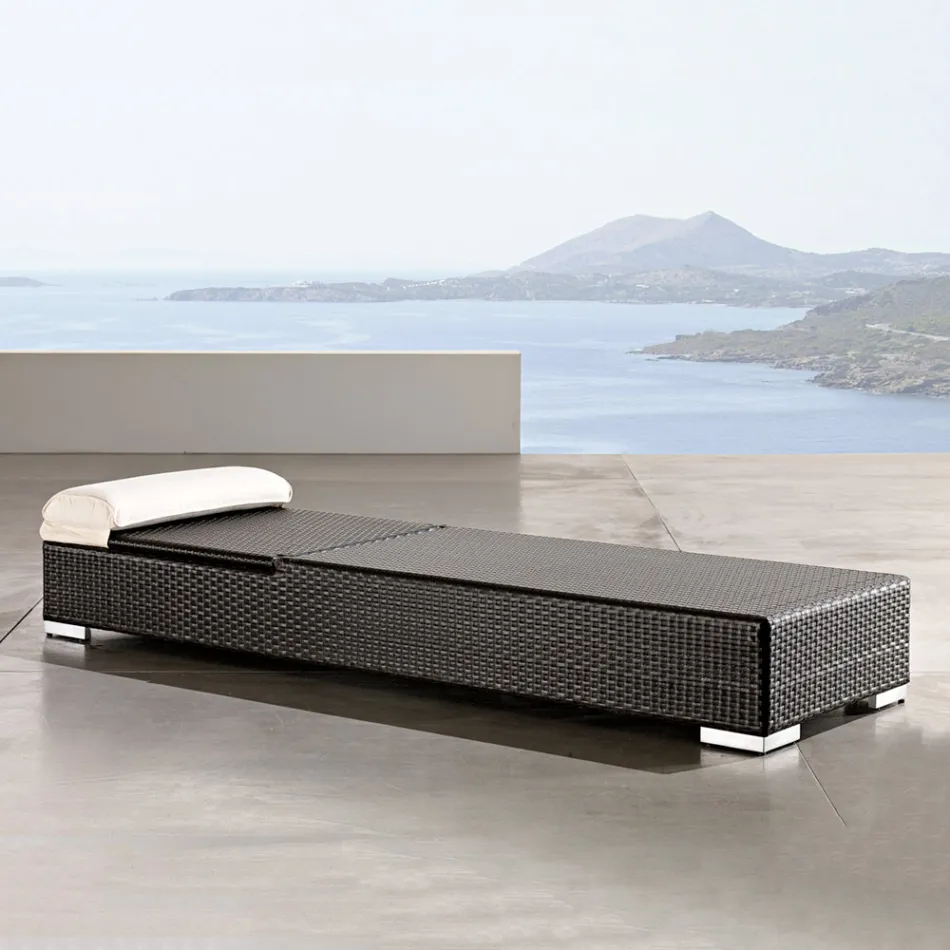 Zahradní lehátko z ručně tkaného polyratanu - Experia Viadurini