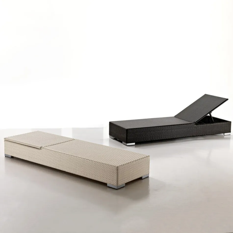 Zahradní lehátko z ručně tkaného polyratanu - Experia Viadurini