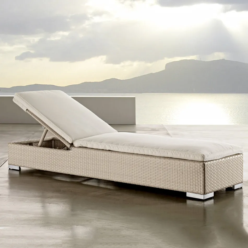 Zahradní lehátko z ručně tkaného polyratanu - Experia Viadurini
