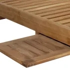 Teakové zahradní lehátko s odnímatelným stolem a kolečky - Oasi Viadurini