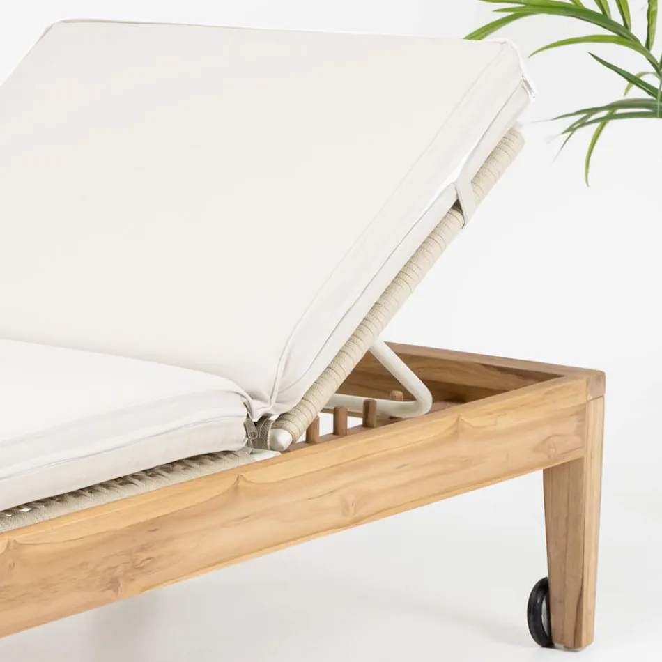 Zahradní lehátko z týkového dřeva a lana - Jhon Viadurini