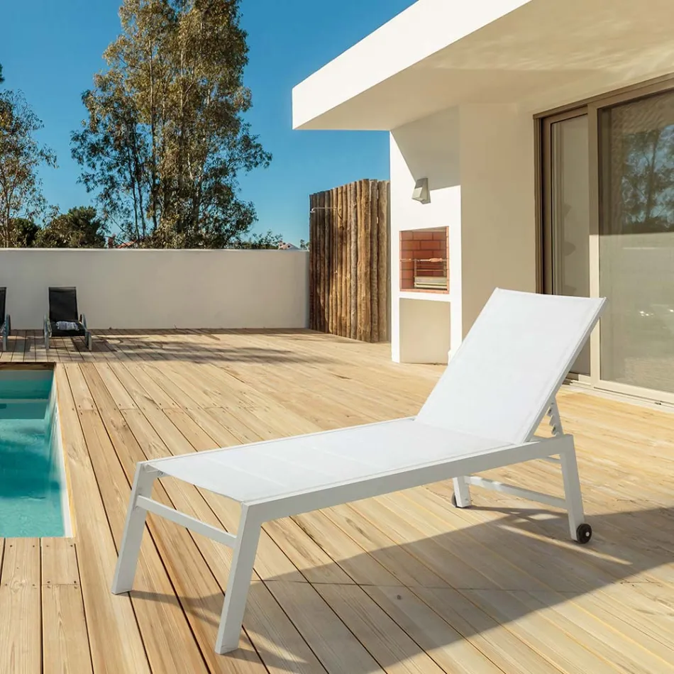 Moderní zahradní lehátko z hliníku s kolečky pro venkovní použití - Franz Viadurini