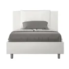 Postel 120x200 cm s čelem a polštáři z umělé kůže vyrobená v Itálii - Olimpiadi Viadurini