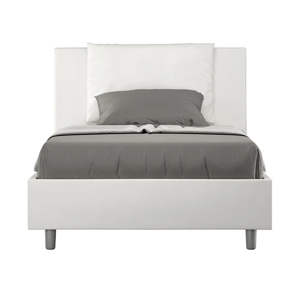 Postel 120x200 cm s čelem a polštáři z umělé kůže vyrobená v Itálii - Olimpiadi Viadurini