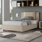 Postel 120x200 cm s čelem a polštáři z umělé kůže vyrobená v Itálii - Olimpiadi Viadurini
