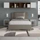 Postel 120x200 cm s čelem a polštáři z umělé kůže vyrobená v Itálii - Olimpiadi Viadurini