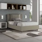 Postel 120x200 cm s čelem a polštáři z umělé kůže vyrobená v Itálii - Olimpiadi Viadurini