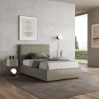 Postel 140x200 cm s obdélníkovým čelem z umělé kůže, vyrobeno v Itálii - Brina Viadurini